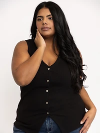 Women's Rib Button Front Tank