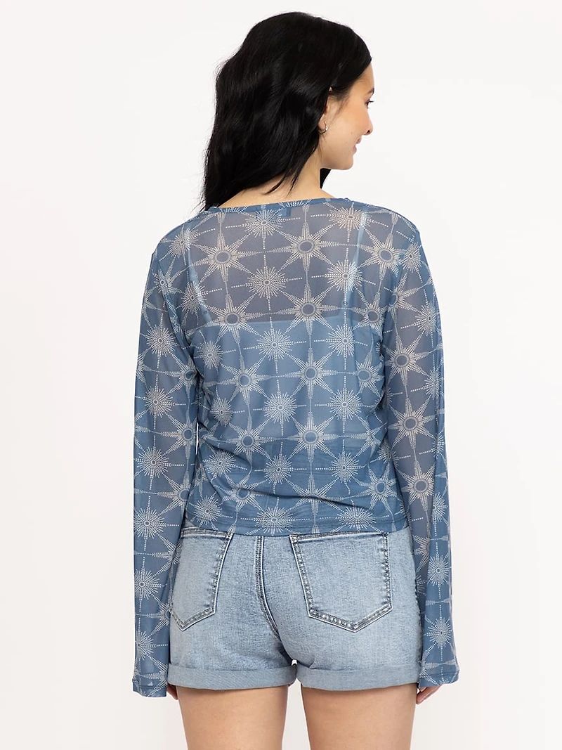 Women's Mesh Tie Front Cardigan