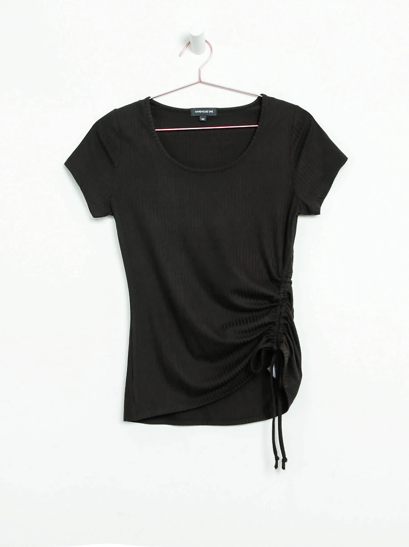 Women's Ruched Cap Sleeve Tee