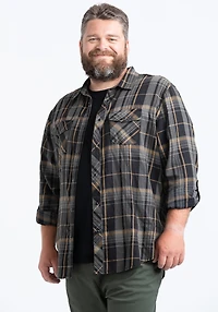 Men's Roll Sleeve Plaid Shirt