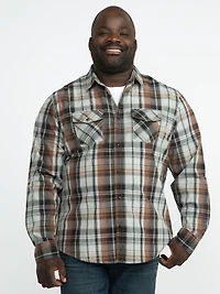 Men's Roll Sleeve Plaid Shirt