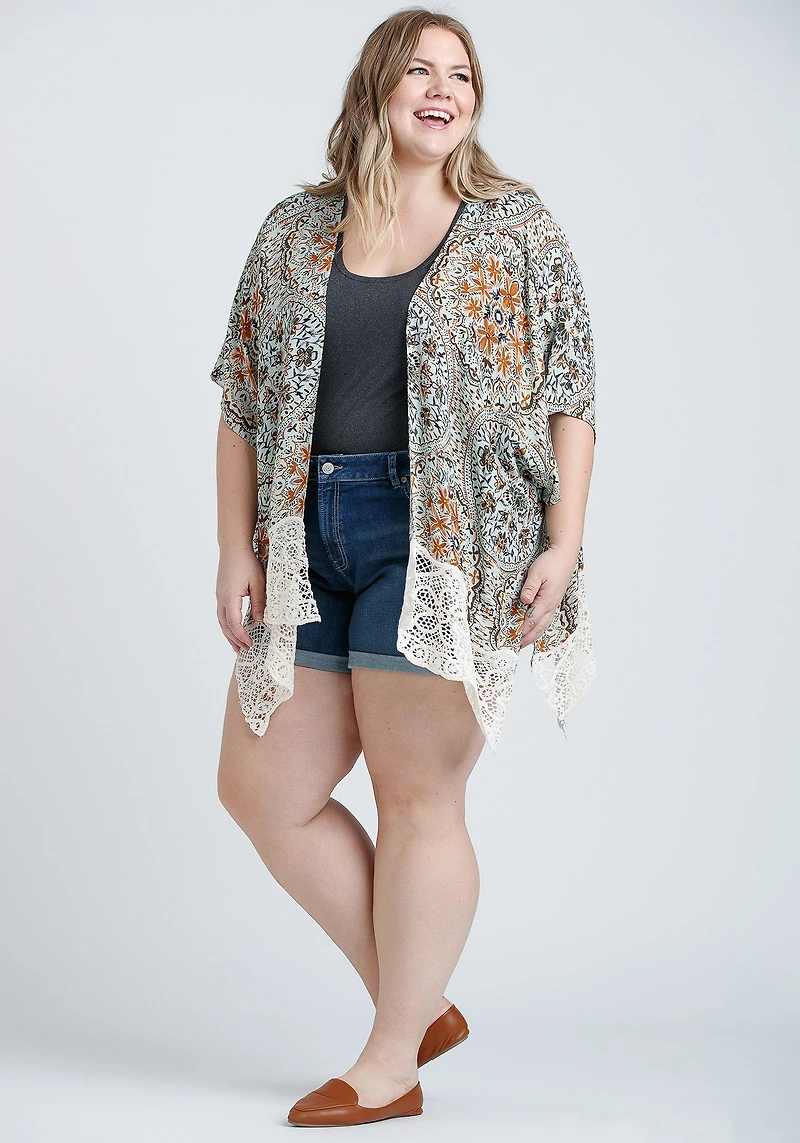 Women's Medallion Wrap With Crochet