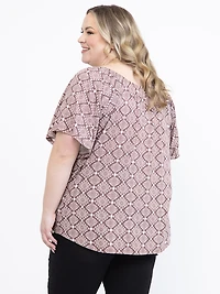 Women's Geo Peasant Top