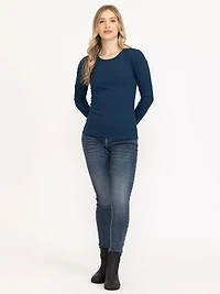 Women's Rib Crew Neck Long Sleeve Tee
