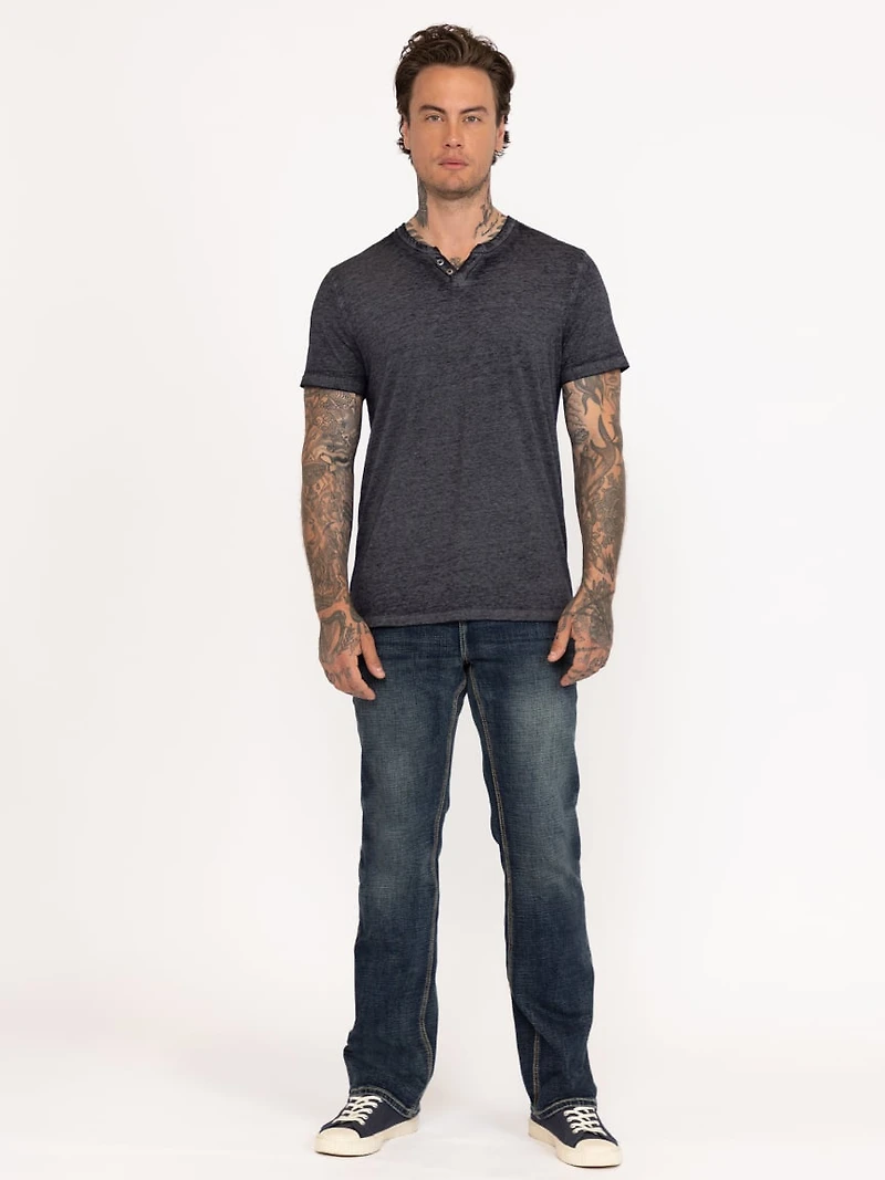 Men's Burnout Henley Tee