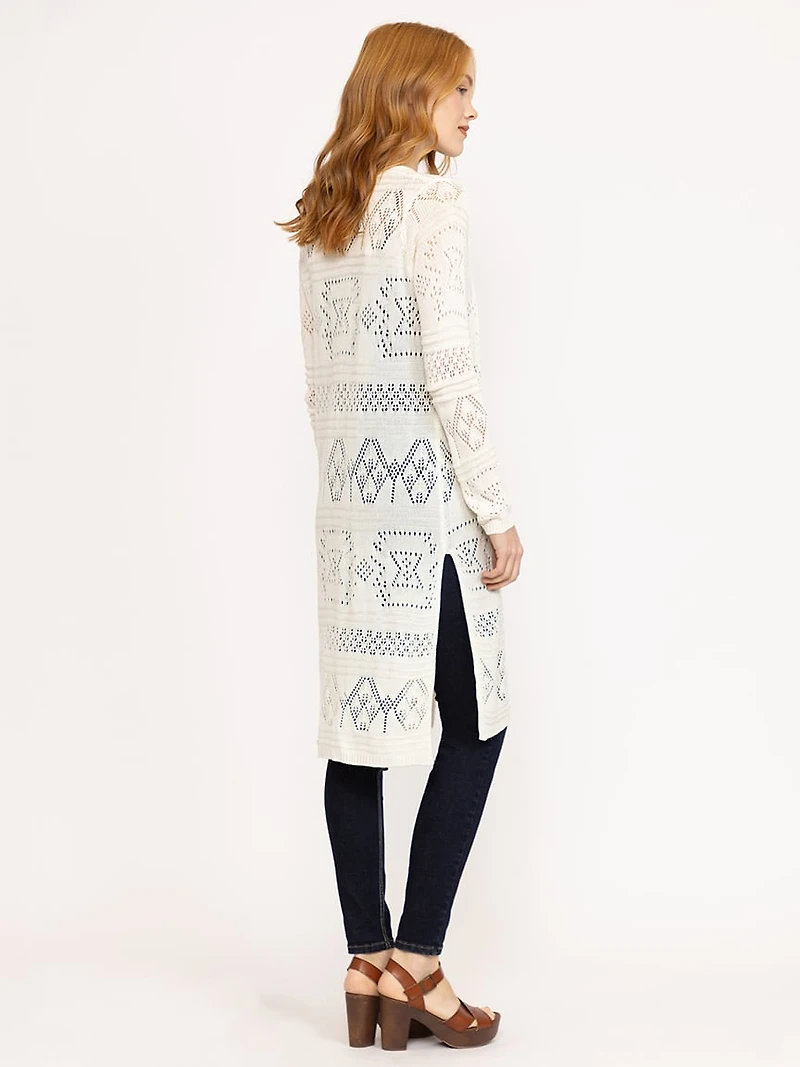 Women's Geometric Pointelle Duster