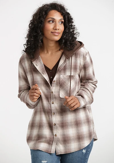 Women's Flannel Plaid Hoodie
