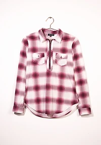 Women's Half Zip Plaid Shirt