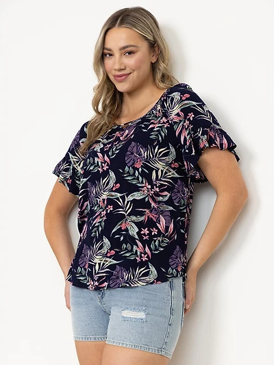 Women's Flutter Sleeve Peasant Top