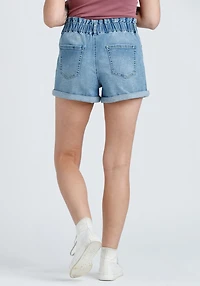 Women’s High Rise Elastic Waistband Cuffed Jean Shortie