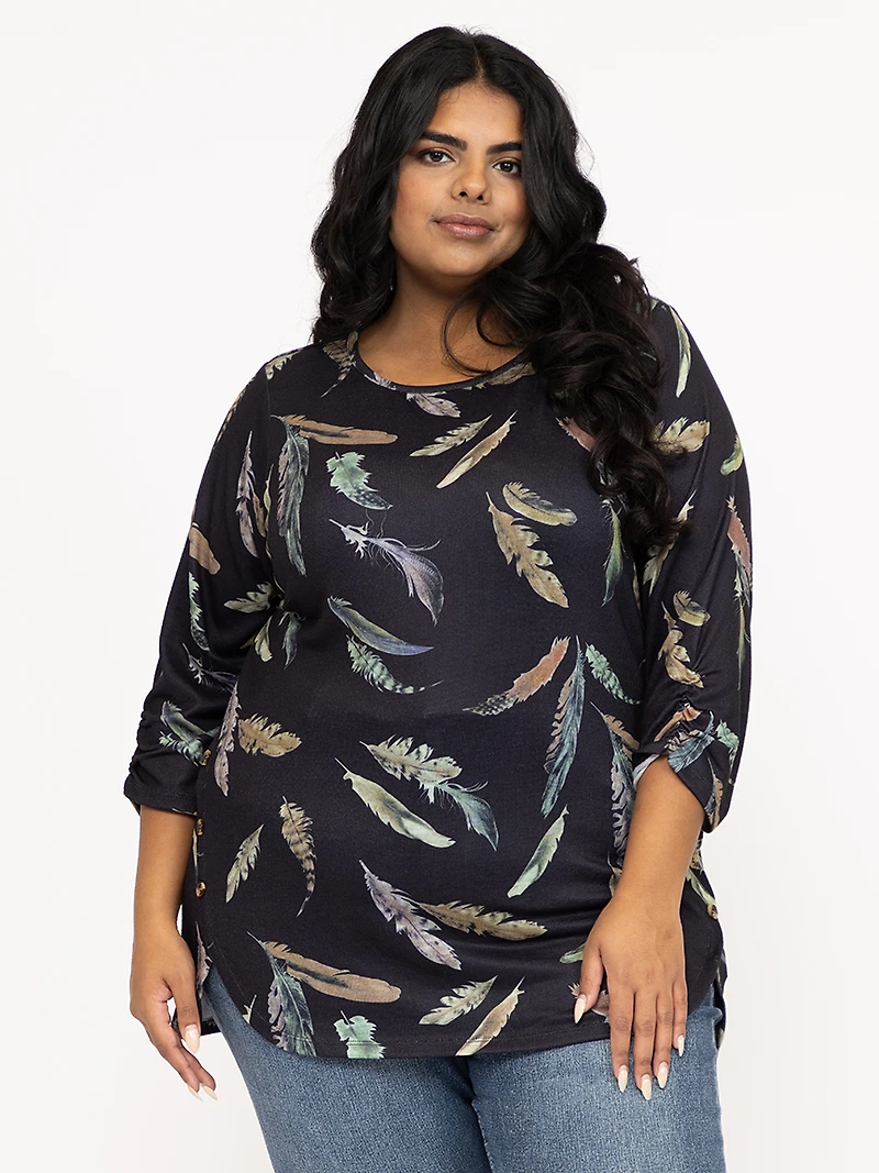 Women's Feather Side Button Top