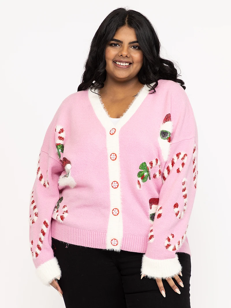 Women's Festive Button Front Cardigan