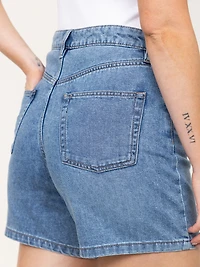 Women's Medium Wash High Rise Baggy Short