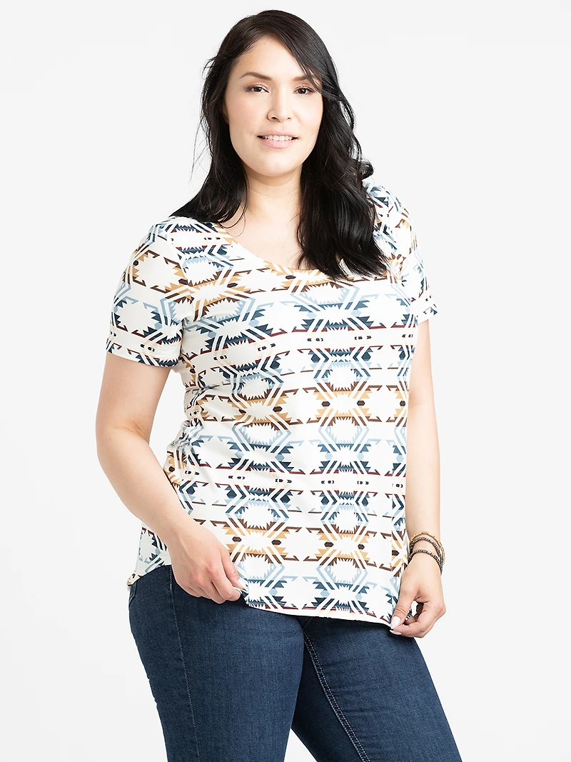 Women's Geometric Scoop Neck Tee