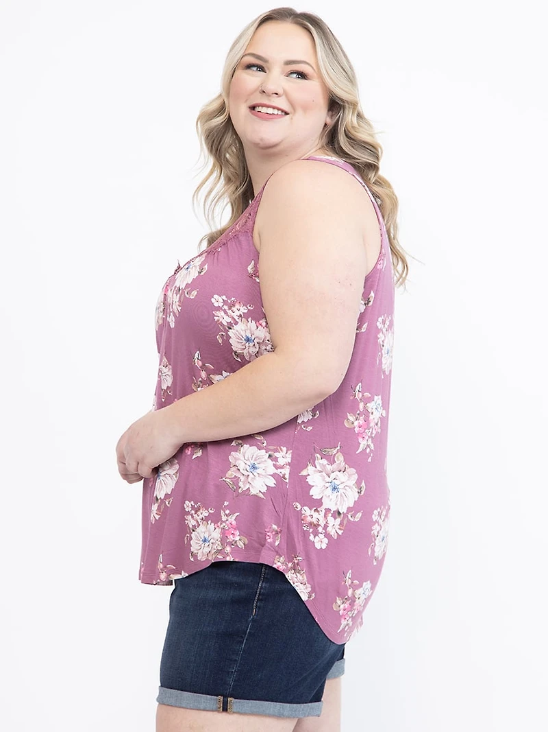 Women's Floral Lace Neck Tank