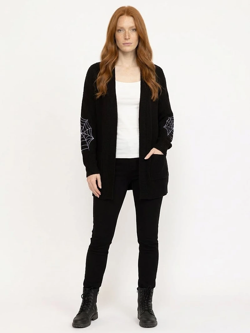 Women's Ribbed Cardigan With Embroidery