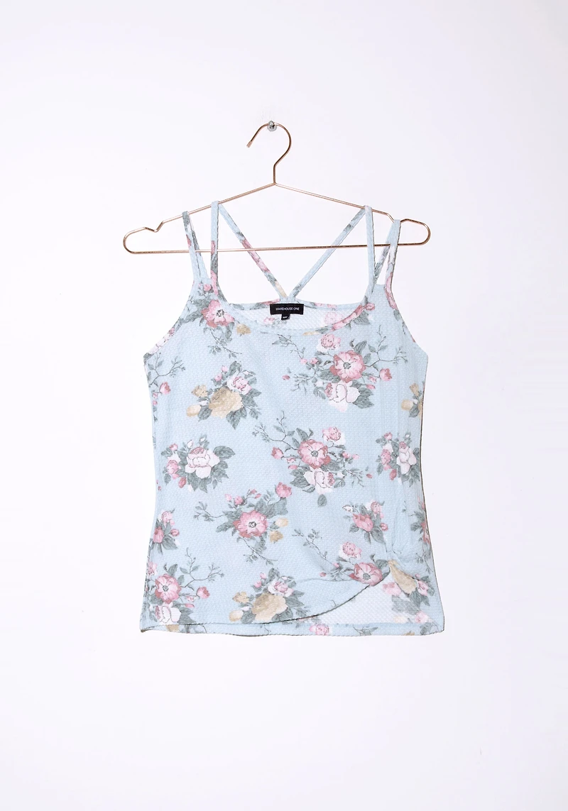 Women's Floral Twist Hem Tank