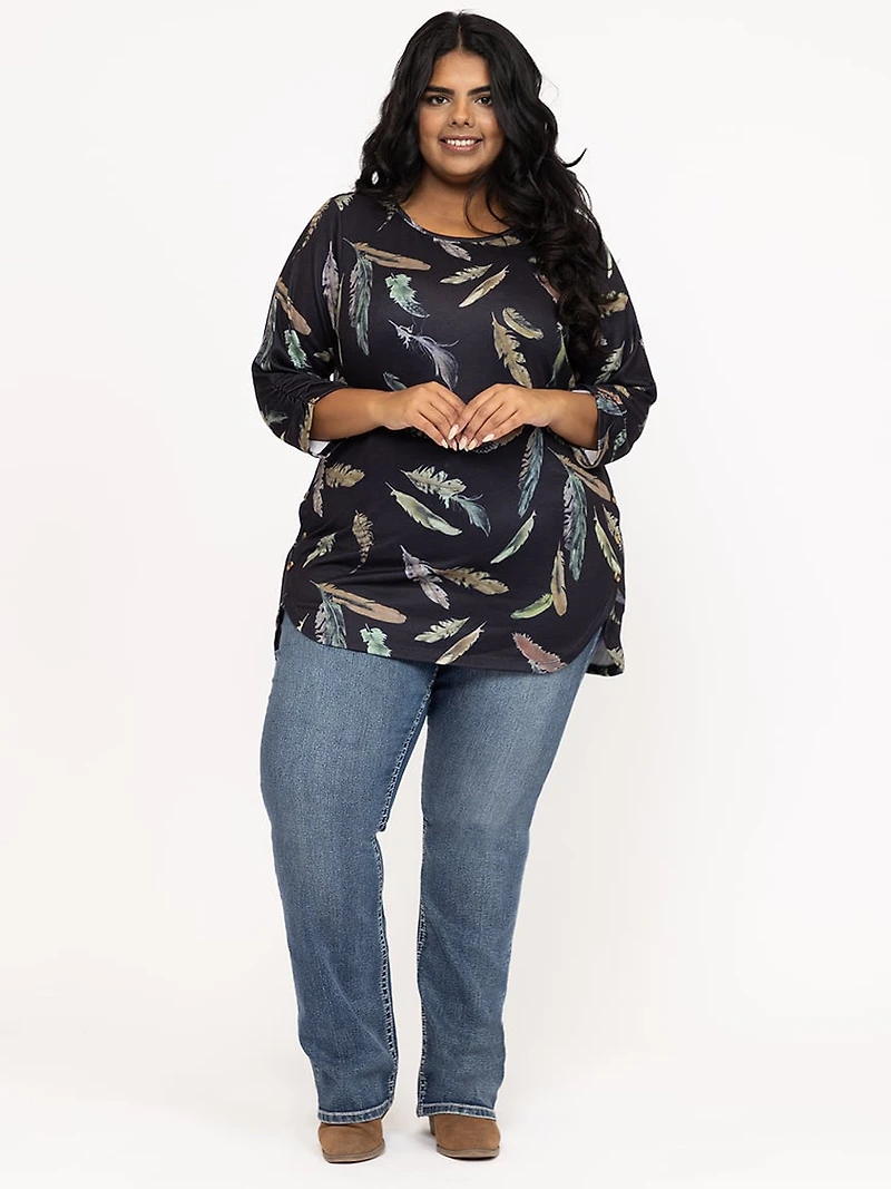 Women's Feather Side Button Top