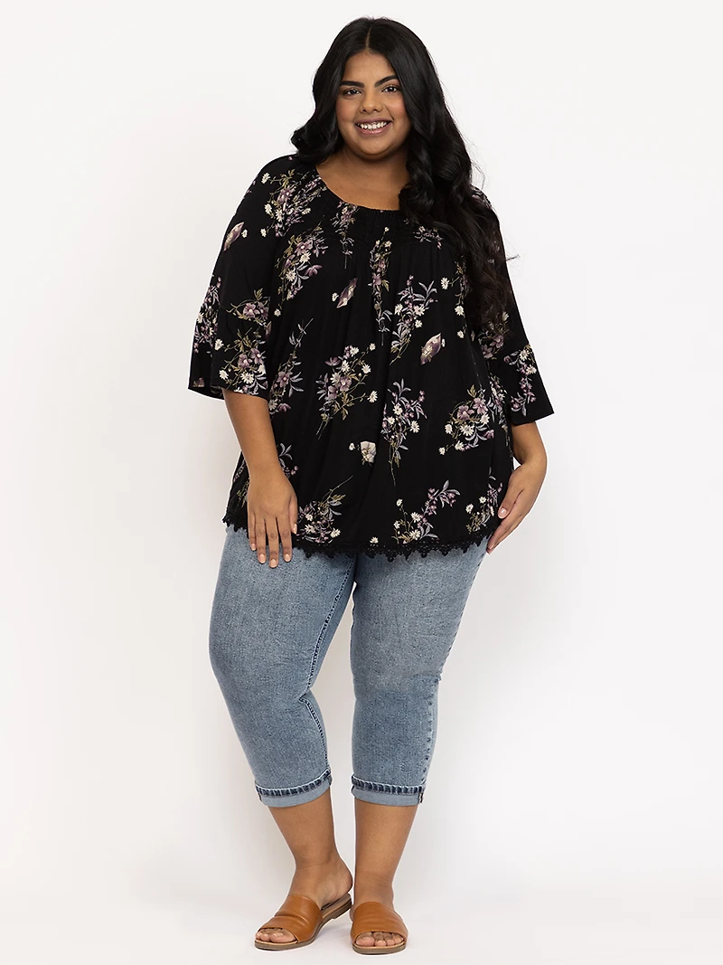 Women's Floral Bell Sleeve Top