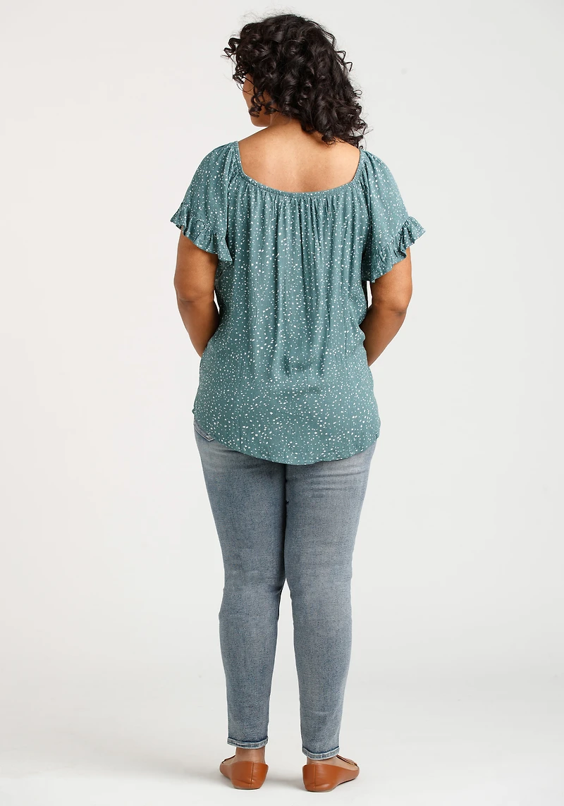 Women's Dot Print Peasant Top