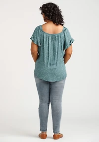 Women's Dot Print Peasant Top