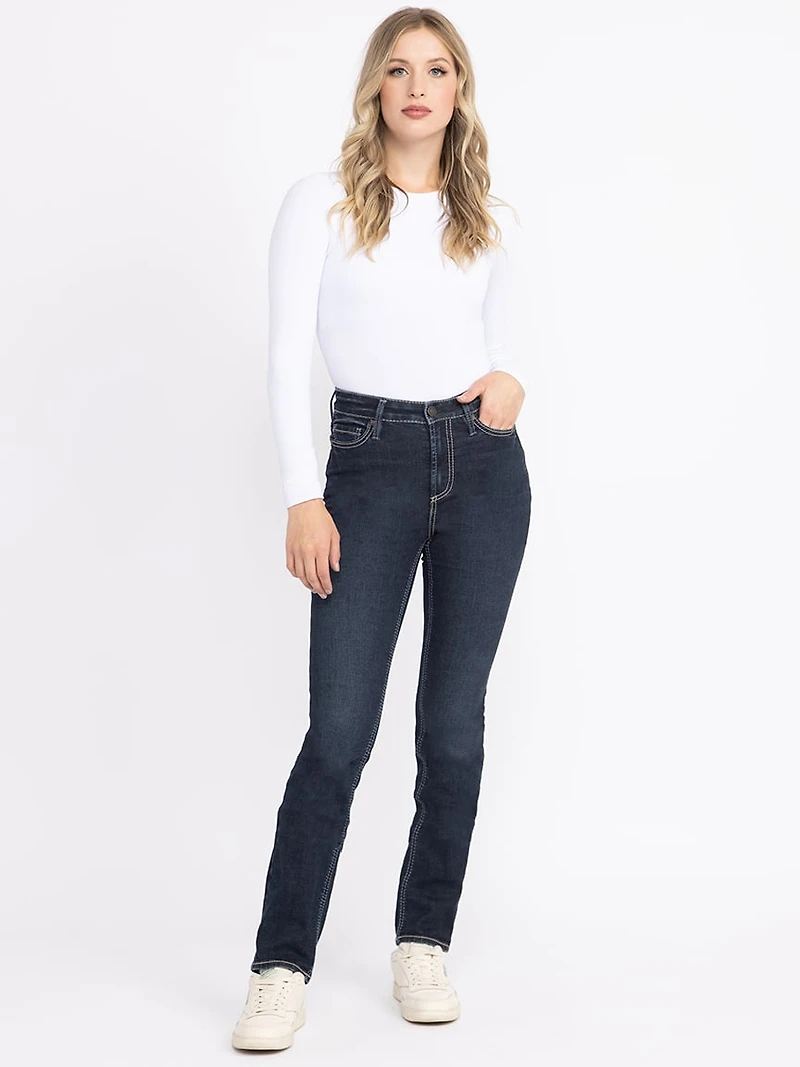Women's Dark Wash Curvy Straight Jeans