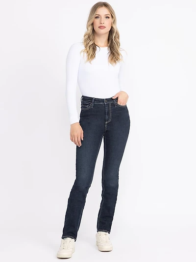 Women's Dark Wash Curvy Straight Jeans