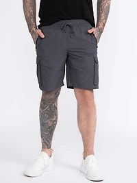 Men's Grey Nylon Cargo E-Waist Short