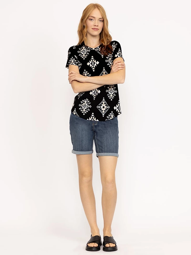 Women's Geometric Crew Neck Tee