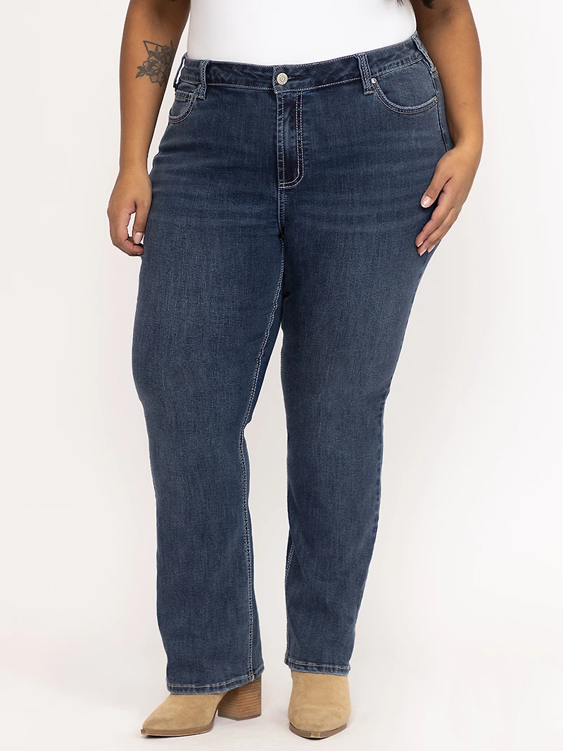 Women's Plus Medium Dark Wash Baby Boot Jeans