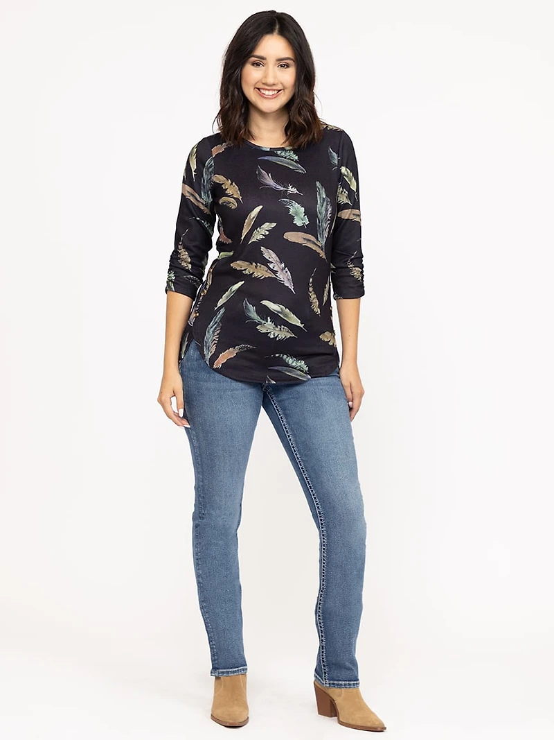 Women's Feather Side Button Top