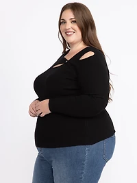 Women's Cut-Out Neck Sweater