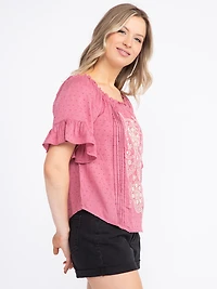 Women's Embroidered Peasant Top