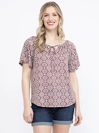 Women's Geo Peasant Top