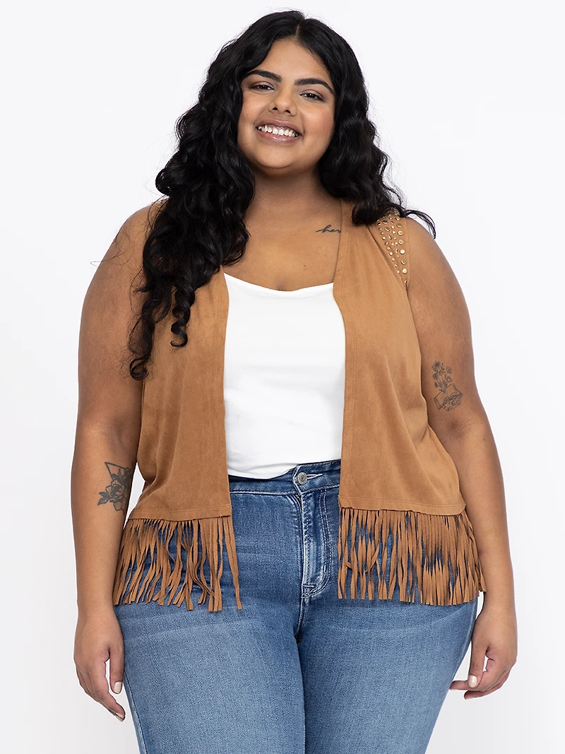 Women's Studded Fringe Vest