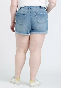 Women's Plus High Rise Destroyed Cuffed Short