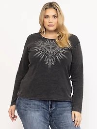 Women's Washed Rib Ornate Heart Tee