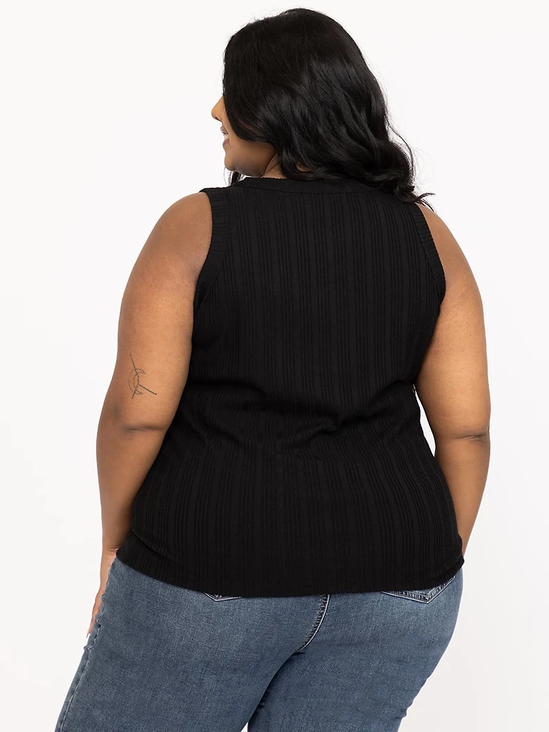 Women's Rib Variegated Crew Neck Tank
