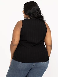 Women's Rib Variegated Crew Neck Tank