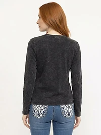 Women's Washed Rib Ornate Heart Tee