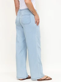 Women's Regular Rise Tie Front Pull-on Wide Leg Jeans