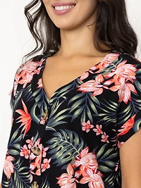 Women's Tropical Button Front Top