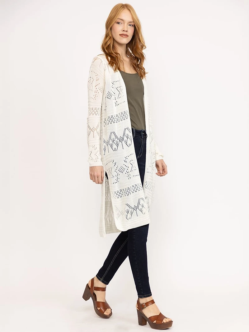 Women's Geometric Pointelle Duster