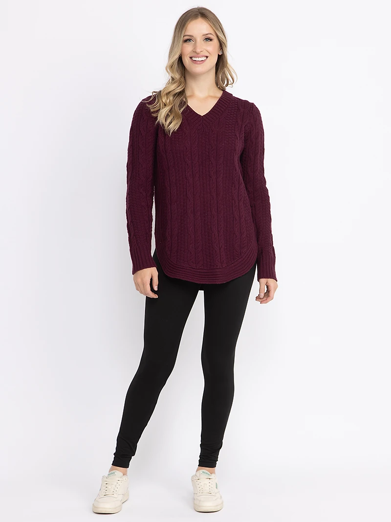 Women's V Neck Cable Tunic