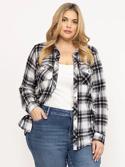 Women's Brushed Knit Plaid Shirt