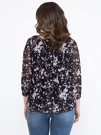 Women's Mesh Peasant Top