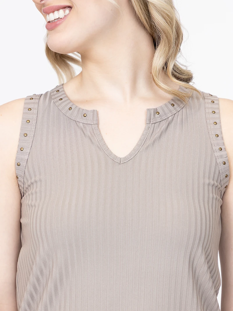 Women's Ribbed Split Neck Tank