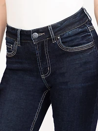 Women's Dark Wash Thick Stitch Skinny Jean