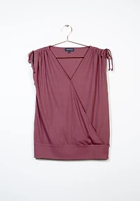 Women's Cross Front Top With Tie Sleeves