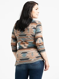 Women's Printed Side Button Top